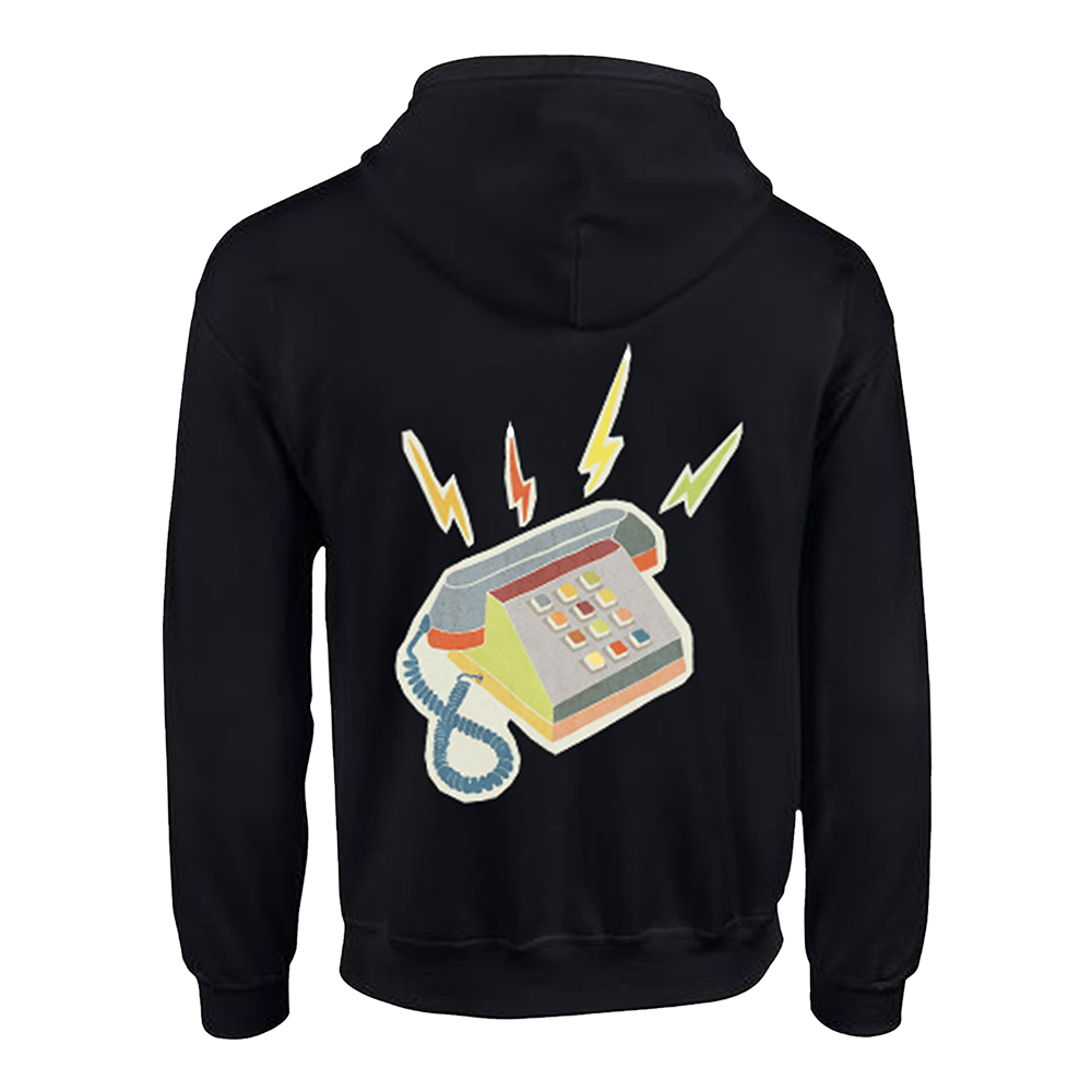 Phone Call Black Zip Up Hoodie