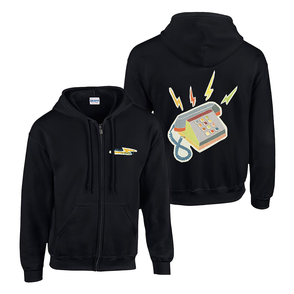 Phone Call Black Zip Up Hoodie